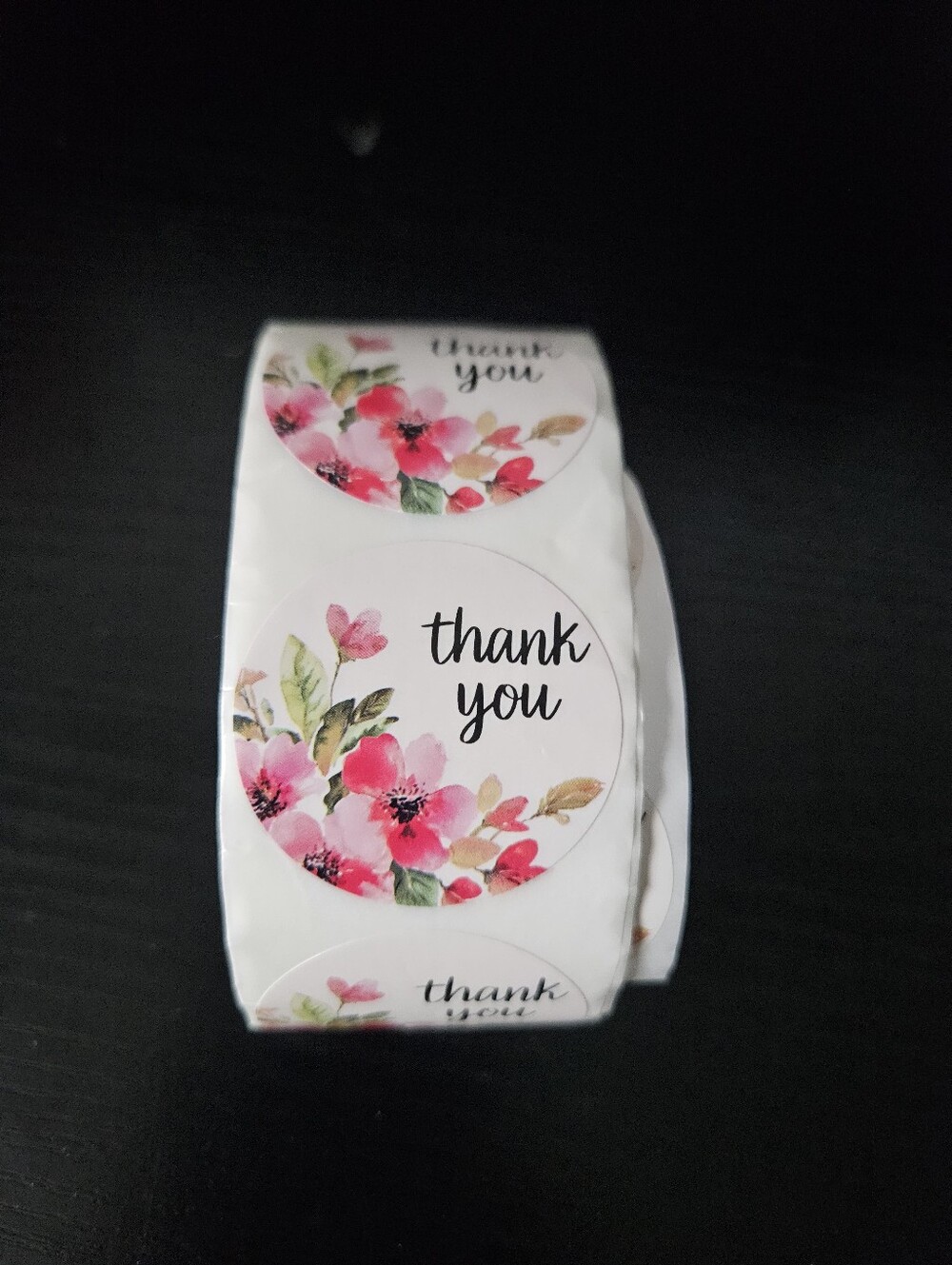Thank You Floral Sticker Roll - Pink Flowers
